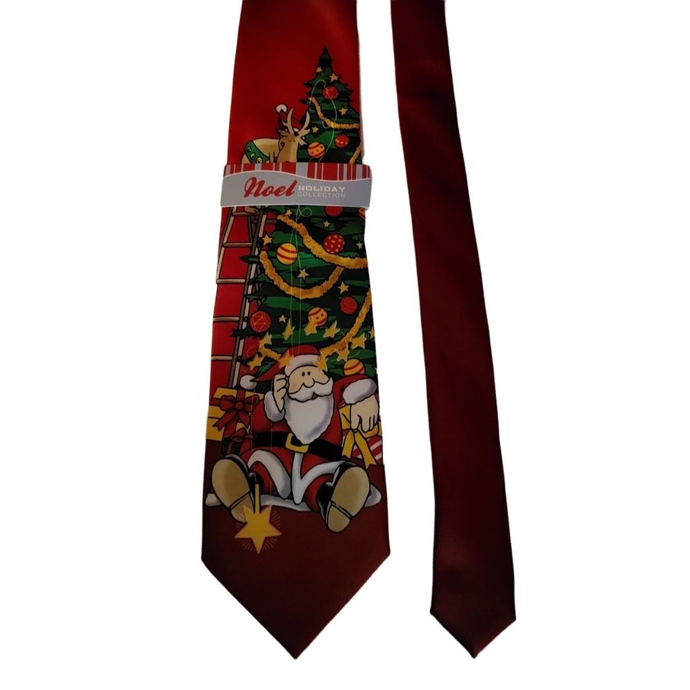 Noel Holiday Collection Santa Falling Star Red Neck Tie
